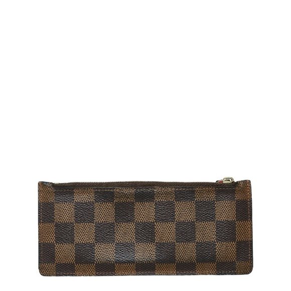 LOUIS VUITTON Damier Coin Case Ebene Brown Leather Ladies - Picture 3 of 10